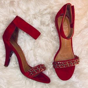 Jeffrey Campbell Red Suede Chain Heel